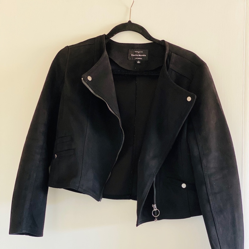 Black Haute Monde Suede-Like Jacket